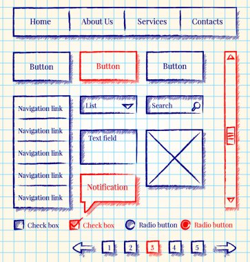 Eskiz tarzı Web sitesi tasarım kiti