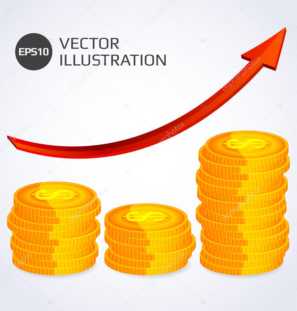 Finance Growth. Abstract illustration with stack of gold coins