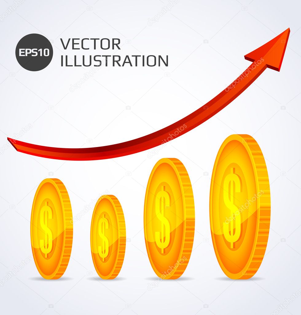 Finance Growth. Abstract illustration with gold coins