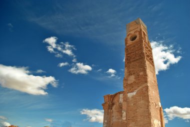 The clock tower in Belchite clipart