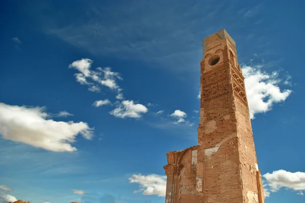 The clock tower in Belchite — Stock Photo, Image