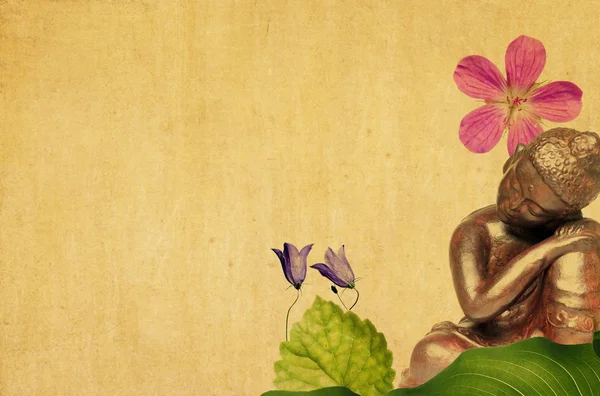 Belle illustration représentant un bouddha et des éléments floraux avec beaucoup d'espace pour le texte — Photo