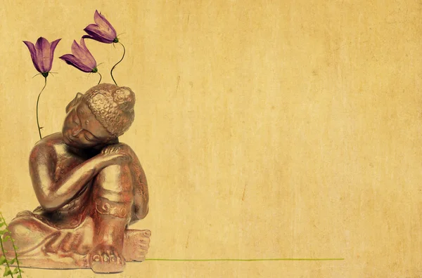 Belle illustration représentant un bouddha et des éléments floraux avec beaucoup d'espace pour le texte — Photo