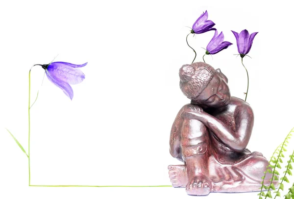 Çiçek öğeleri ve Buda renkli resimde — Stok fotoğraf