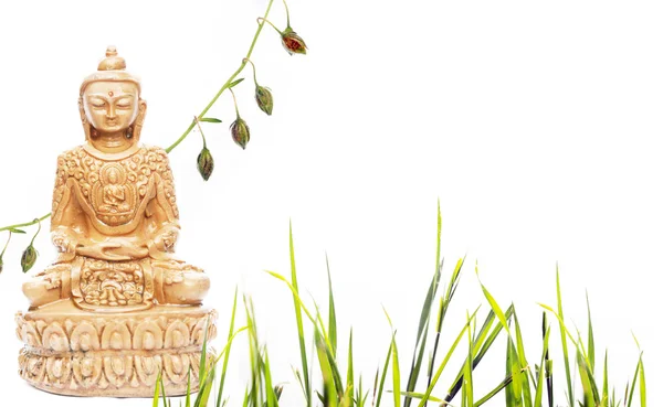 Buddha ve çiçek öğeleri. kullanışlı tasarım öğeleri — Stok fotoğraf