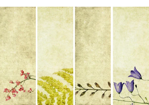 Mooie banners met florale elementen en aardse textuur. zeer nuttig ontwerpelementen. — Stockfoto