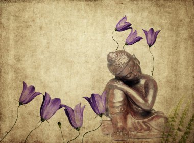 Buddha illustration with earthy texture clipart