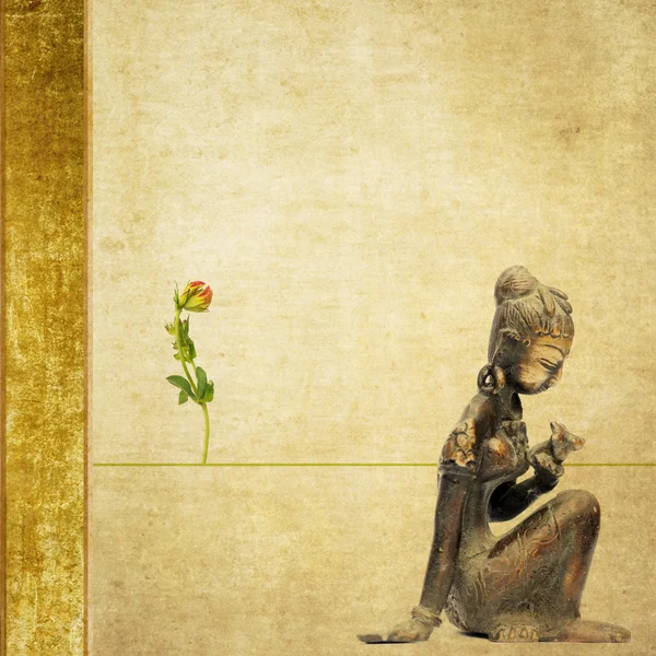 Boeddha illustratie met aardse textuur — Stockfoto