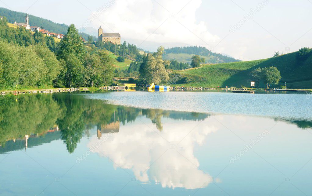 Lovely landscape with reflection in the swiss alps