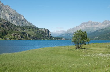 Alp peyzaj engadine Vadisi, İsviçre