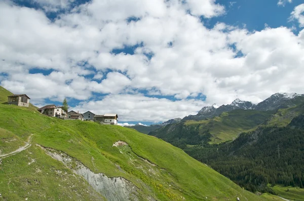 瑞士阿尔卑斯山中的一个小村庄 — 图库照片