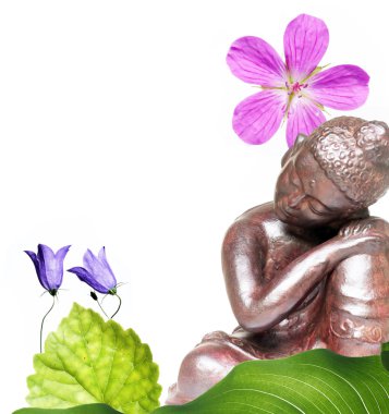 Lovely background image with indian sculpture and floral elements clipart