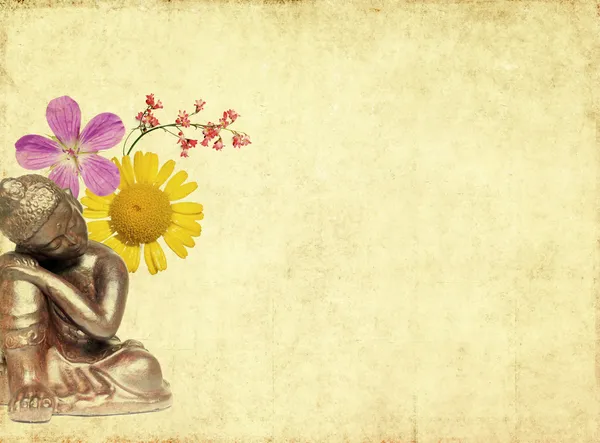 Çok güzel arka plan görüntüsü ile Hint heykel ve çiçek öğeleri — Stok fotoğraf