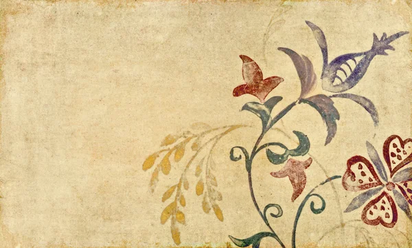 Aardse achtergrond textuur met florale elementen — Stockfoto