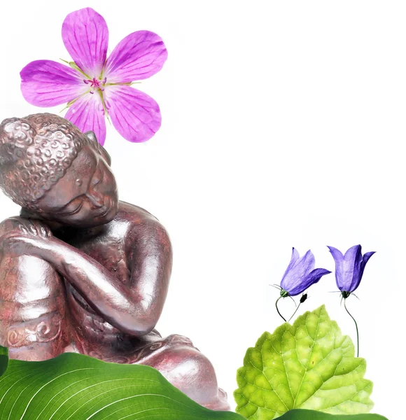 和平的佛像和春天植物 — 图库照片