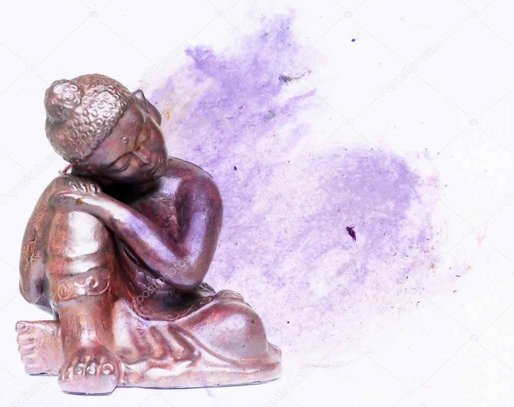 Colorful illustration featuring a buddha statue