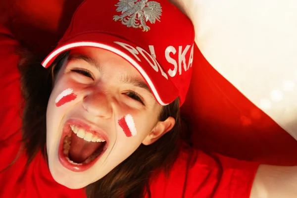 stock image Polish girl sports fan