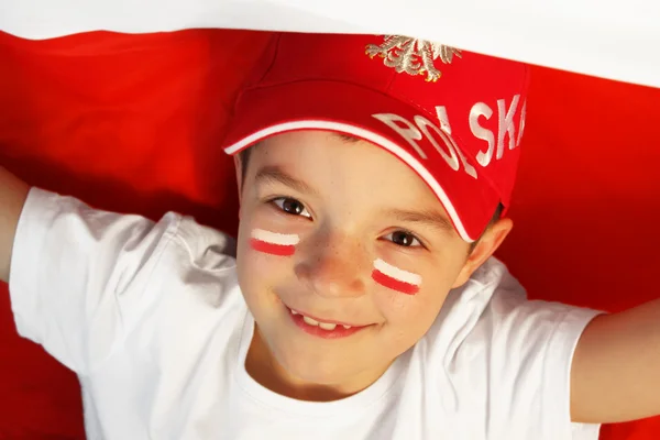 Polský chlapec sportovní fanoušek Royalty Free Stock Obrázky