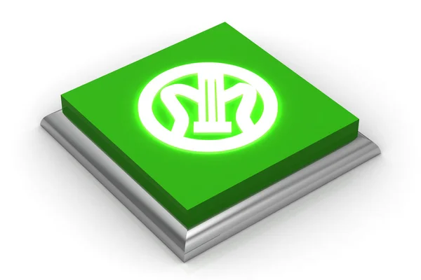 Ilustración 3D del icono del botón con símbolo de nota musical — Foto de Stock