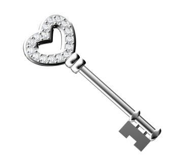 Platinum key isolated on white background clipart