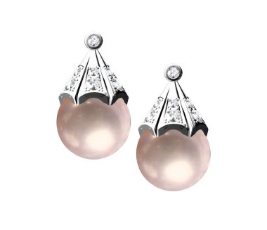 los aretes de perlas de belleza sobre fondo blanco