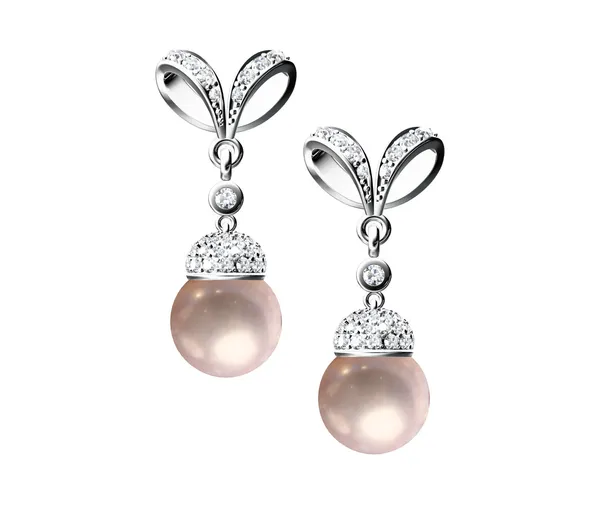 Los pendientes de perlas de belleza sobre fondo blanco —  Fotos de Stock