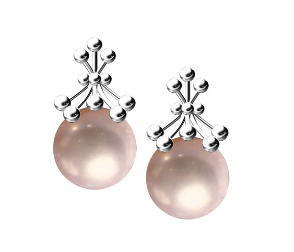 Los aretes de perlas de belleza sobre fondo blanco — Stok fotoğraf
