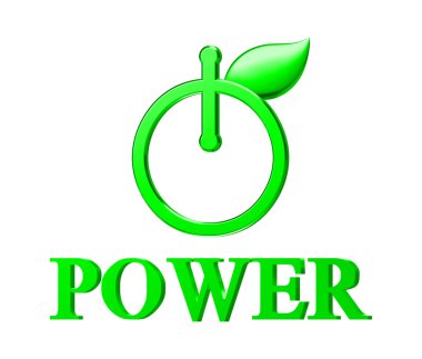 Green power button isolated on white background clipart