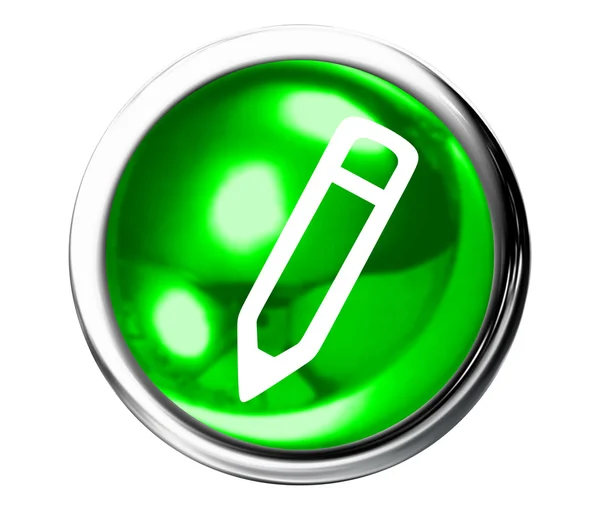 Botón icono lápiz verde — Foto de Stock
