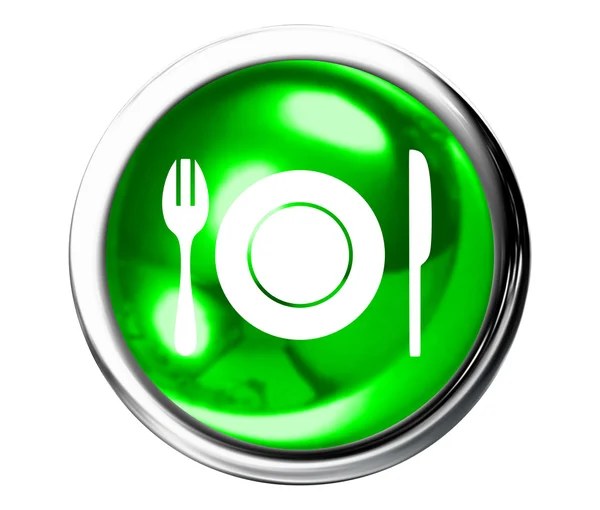 Εστιατόριο πράσινο κουμπί εικονίδιο — Φωτογραφία Αρχείου
