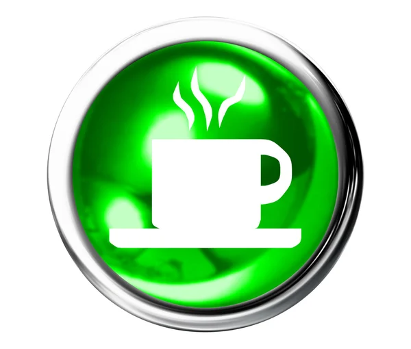 Botão de ícone de café verde — Fotografia de Stock