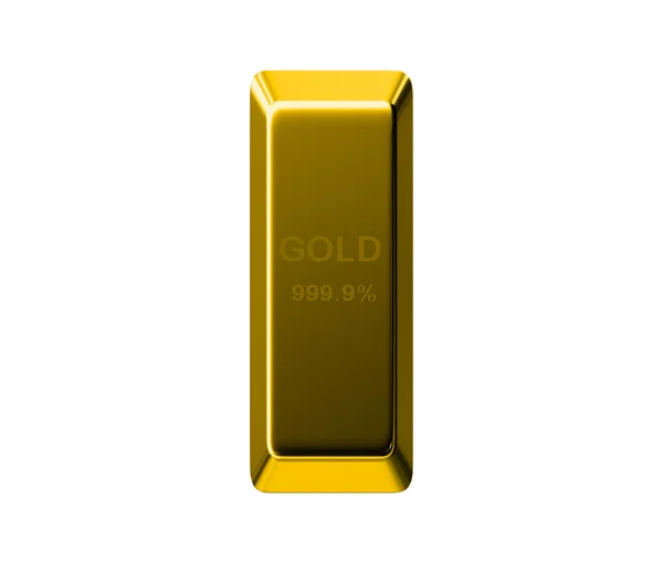 Barra de ouro isolado no fundo branco — Fotografia de Stock