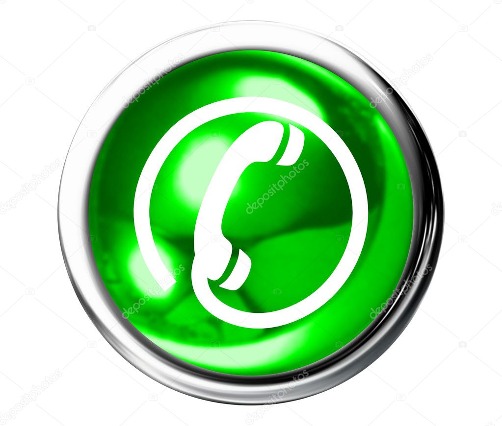 Green Telephone Icon Button