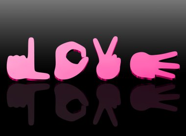 Sign language for LOVE, 3D clipart