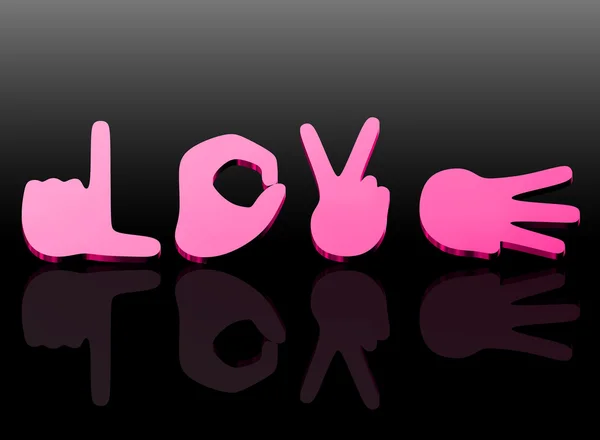 Język migowy dla miłości, 3d — Zdjęcie stockowe