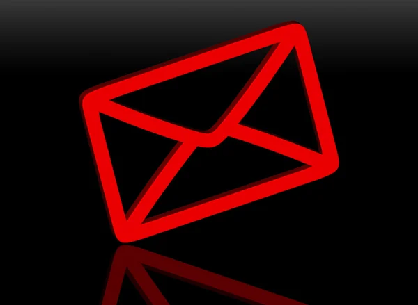 Czerwony mail na czarnym tle — Zdjęcie stockowe