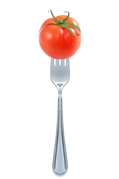 Tomat på gaffeln — Stockfoto