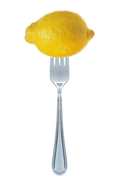 stock image Lemon on fork