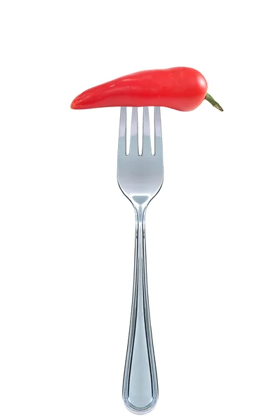 stock image Red chili on fork