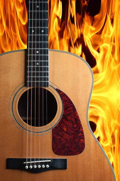 Guitar on fire — Stock Photo, Image