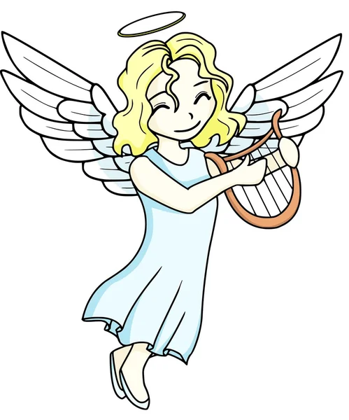 Harfa hrát angel — Stockový vektor