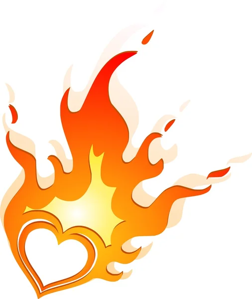 Hořící srdce — Stockový vektor