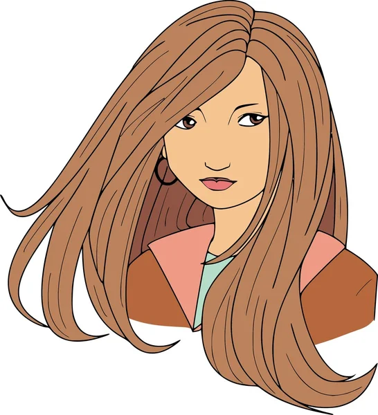 Женщина с каштановыми волосами — стоковый вектор