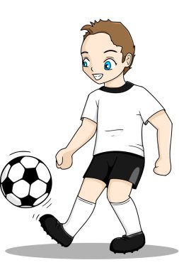 Çocuk futbol oynuyor.