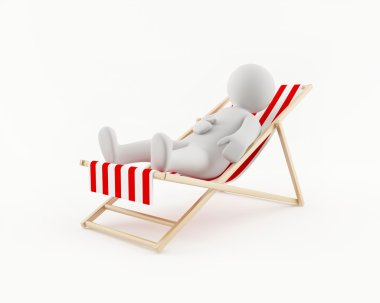 3D man relaxing on a beach chair clipart