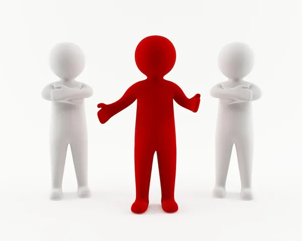 3D characters one red with open arms — Stock Photo, Image