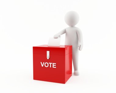 3D man voting clipart