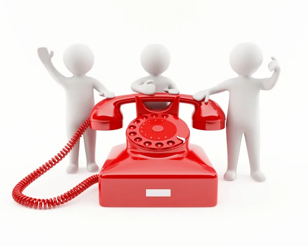 3D with a giant red telephone — Stock Photo, Image