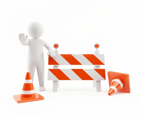 stock image 3D man in a under construction zone