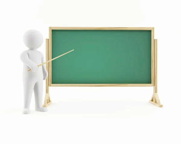 3D man pointing at a chalkboard — Stock Photo, Image